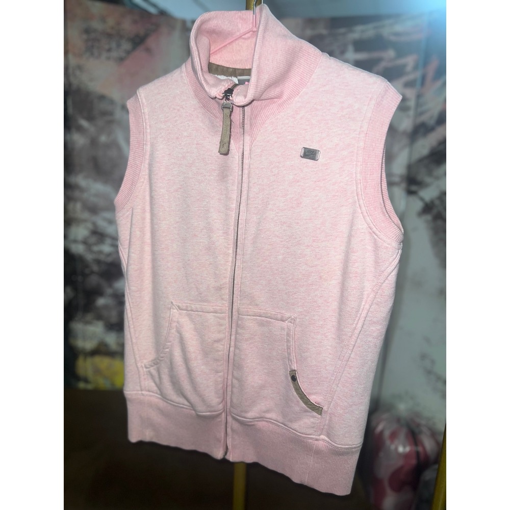 Nike Fleece Vest Large Pink Excellent Sherpa Lined Full Zip Mock Neck
